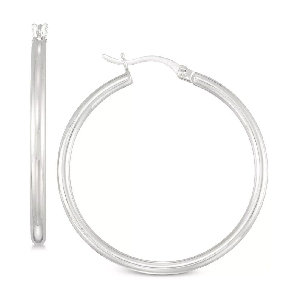 Simone I. Smith Sterling Silver High Polished Hoop Earrings 1.2" Click-Top